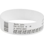 Zebra Wristband Polypropylene 1 x 11in Direct Thermal Zebra Z-Band Direct HC100 – 1″ Width x 11″ Length – 200/Roll – 1200 / Case – White, White