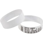 Zebra Wristband Polypropylene 1 x 6in Direct Thermal Zebra Z-Band Direct HC100 – 1″ Width x 7″ Length – 300/Roll – 1800 / Case – Black, White
